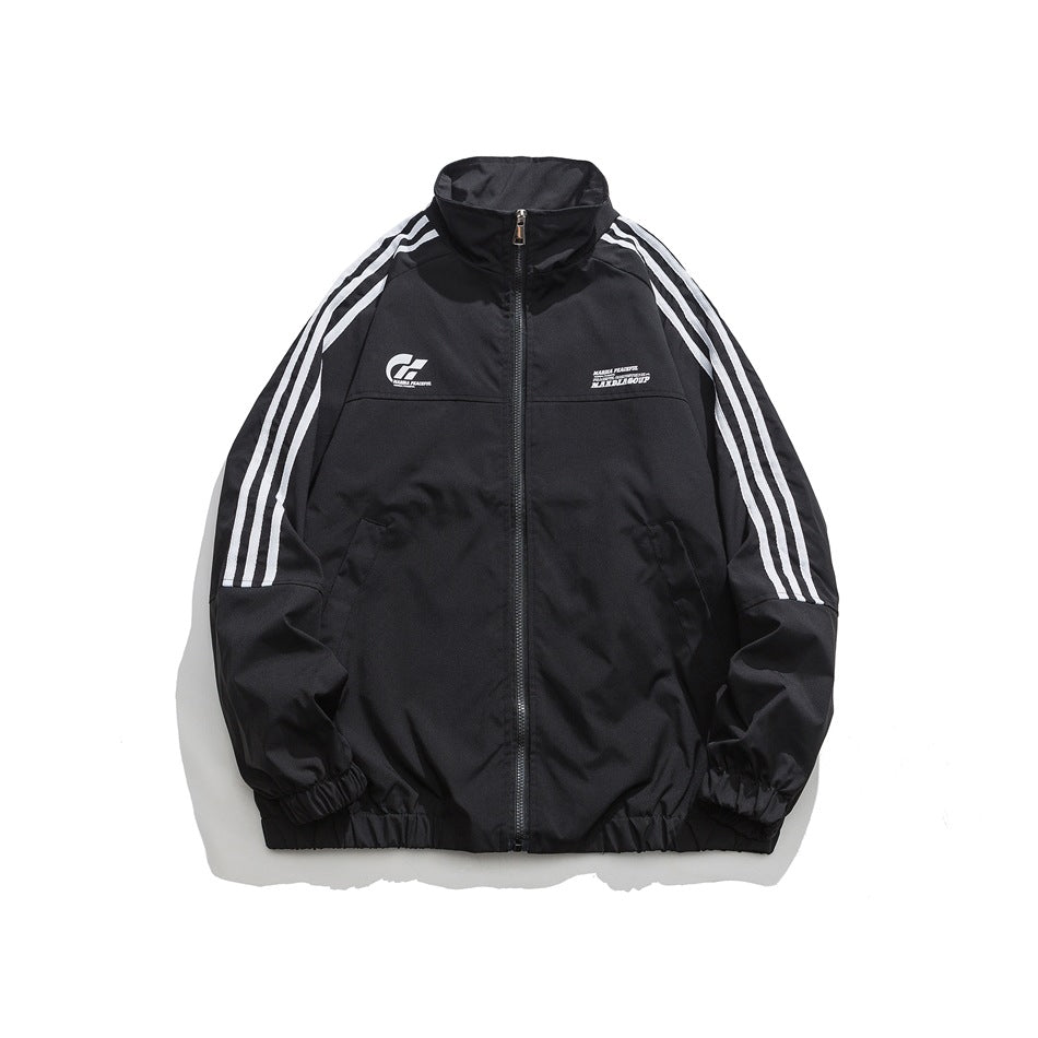 Unisex Jacket Vintage Cardigan Stand Collar Sports Jacket