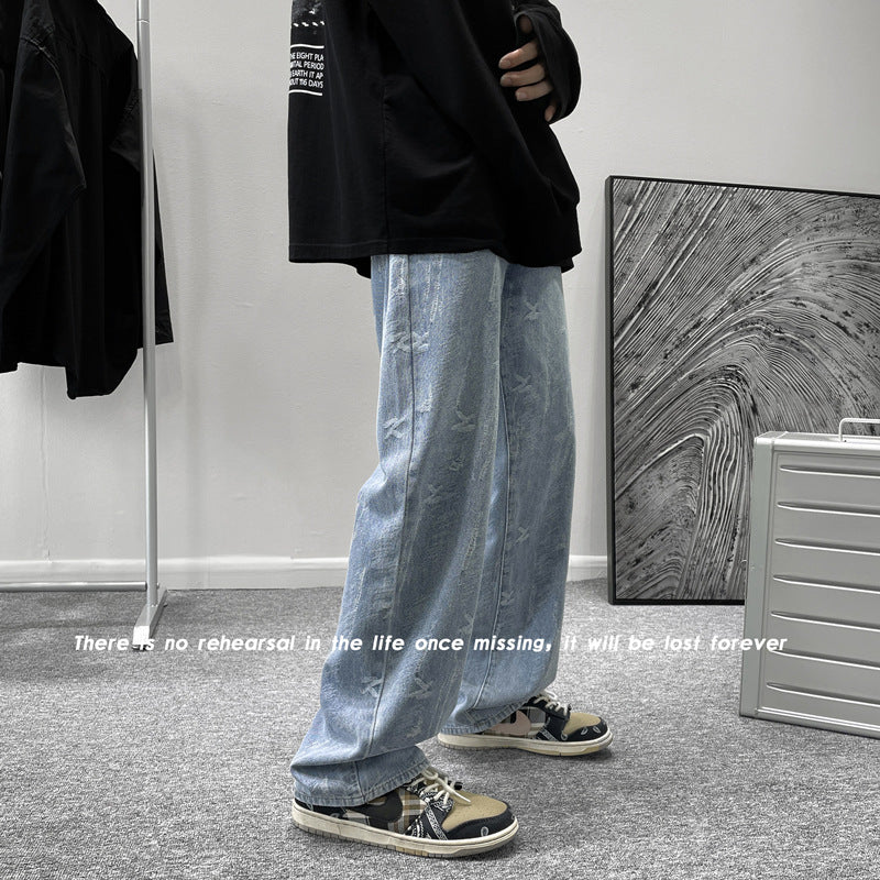 Men Jeans Summer Casual Pants Wide Leg Trousers