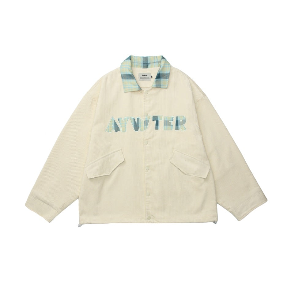 Unisex Jacket Autumn Vintage Loose Corduroy Jacket Lapel Overalls