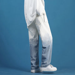 Men Jeans Summer Loose Straight Wide Leg Couple Casual Pants