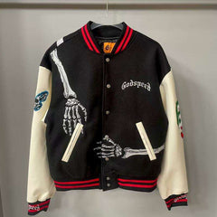 Godspeed Jacket  Baseball Jersey Jacket Embroidered Loose Stand Up Collar