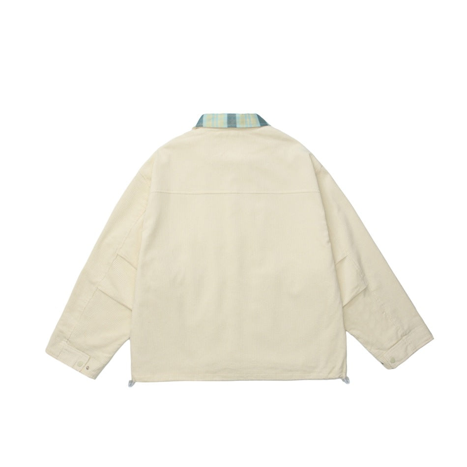 Unisex Jacket Autumn Vintage Loose Corduroy Jacket Lapel Overalls