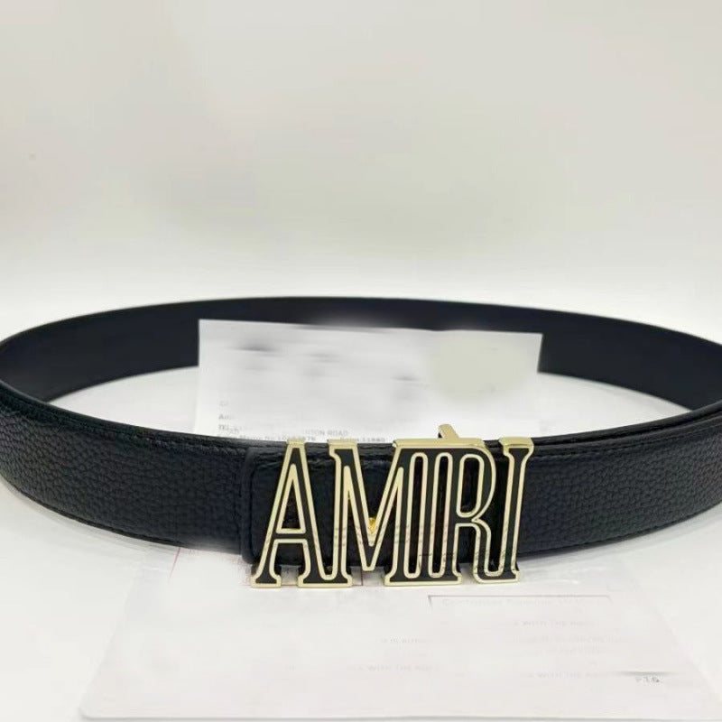 Amiri Belt Men's Belt Lychee Pattern Letter Belt Neutral belt casual with jeans shipped with box