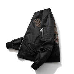 Men Vintage Jackets Guochao Vintage Dragon Embroidered Jacket Flight Suit Baseball Suit