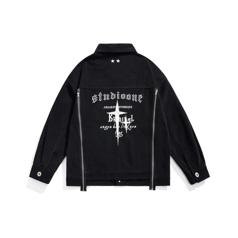Unisex Jacket Vintage Zipper Loose Jacket
