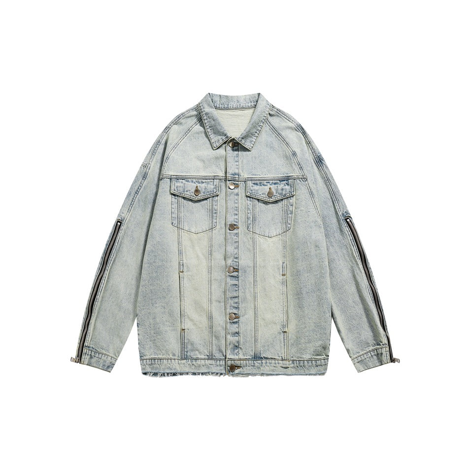 Unisex Jacket Retro Washed Denim Jacket G Loose Lapels Overalls