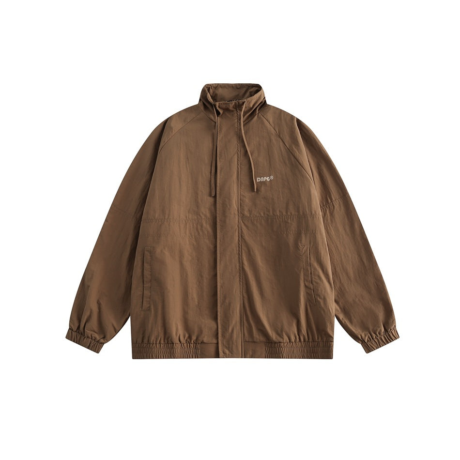 Unisex Jacket Simple Loose Retro Stand Collar Jacket Men's Coat