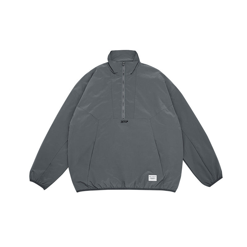 Unisex Jacket Shell Jacket Half Zipped Stand Collar Coat Jacket