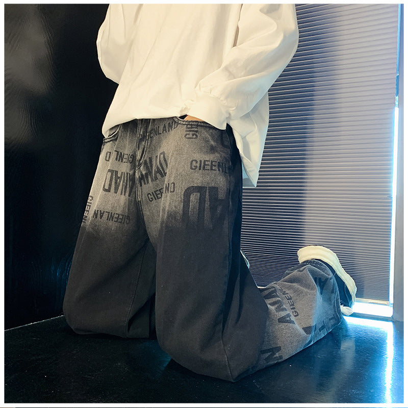 Men Jeans Vintage Jeans Vintage Baggy Straight Trousers