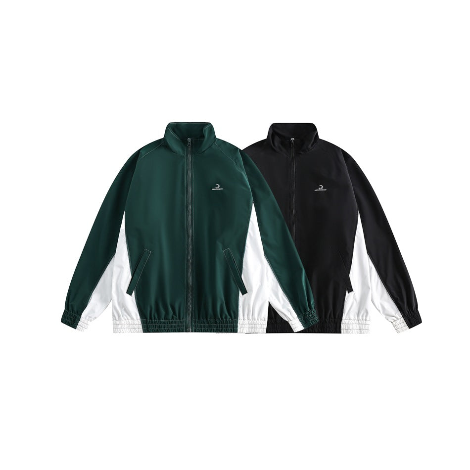 Unisex Jacket Spring and Autumn Vintage Sports Jacket for Men and Women Couple Splicing Coat