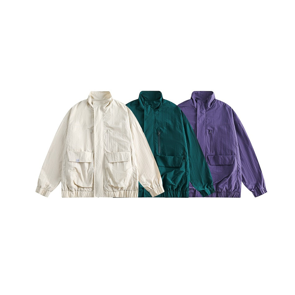 Unisex Jacket Big Pocket Jacket Stand Collar Coat