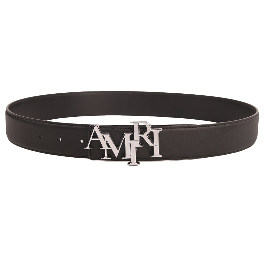 Amiri Belt Cross-border Popular Men's Belt Smooth  Neutral belt casual with jeans shipped with boxBuckle Letter Belt Youth Plaid Belt Trendy Casual Belt
