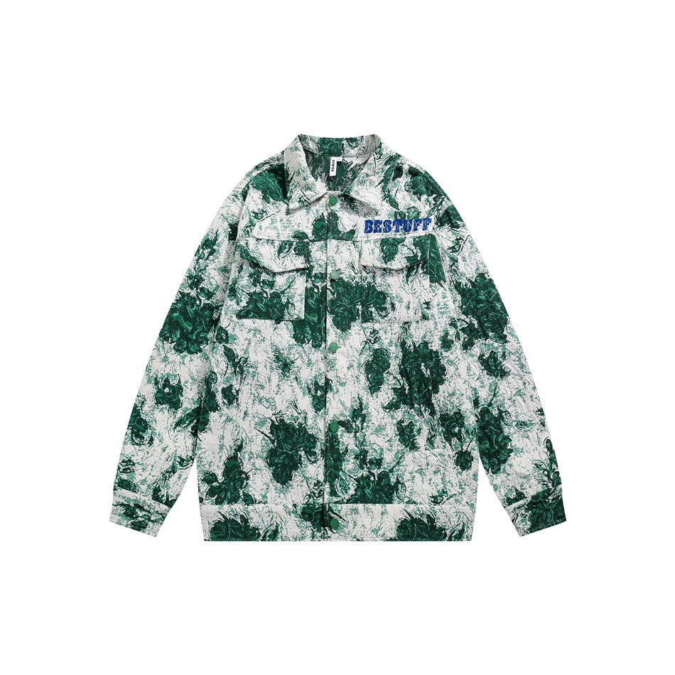 Unisex Jacket Autumn Floral Embroidered Jacket Lapel Overalls