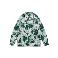 Unisex Jacket Autumn Floral Embroidered Jacket Lapel Overalls