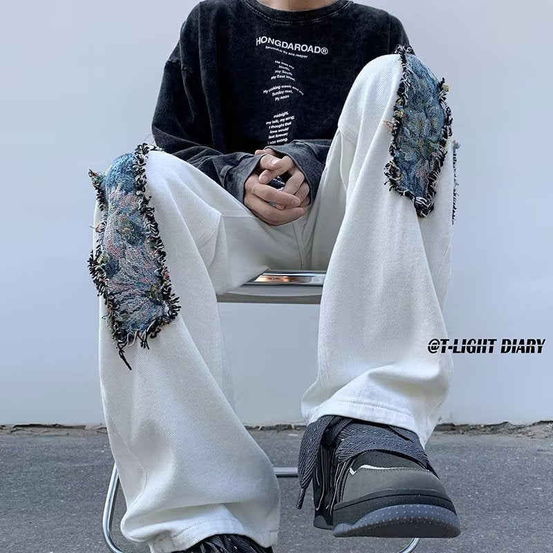Men Jeans Oversize White Jeans plus Size Straight-Leg Trousers