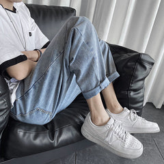 Men Jeans Spring Loose Straight Jeans Men's Casual Pants