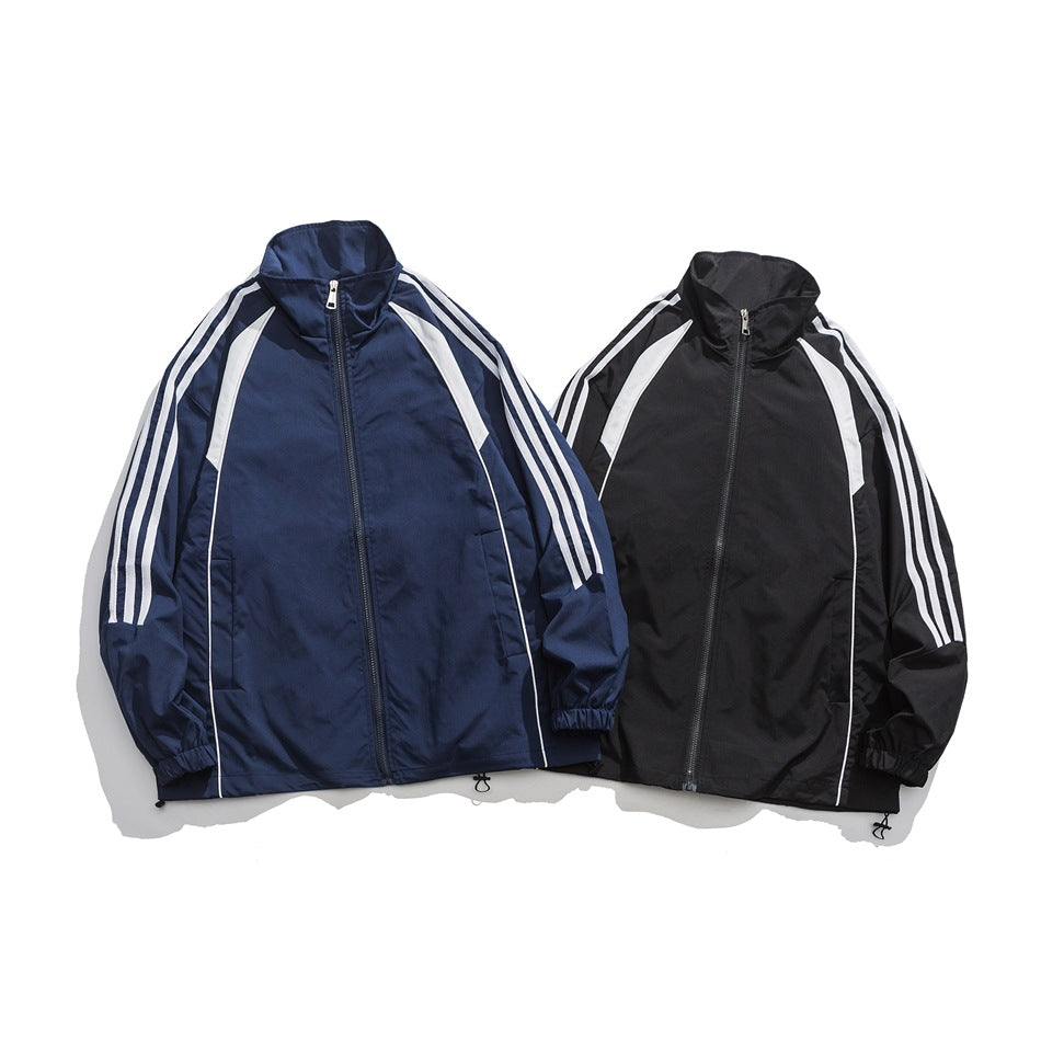 Unisex Jacket Vintage Sports Top Men's and Women's Coats Loose Casual Stand-up Collar Jacket