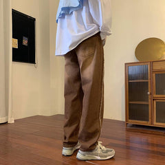 Men Jeans Vintage Jeans Summer Black Casual Trousers Baggy Straight Trousers