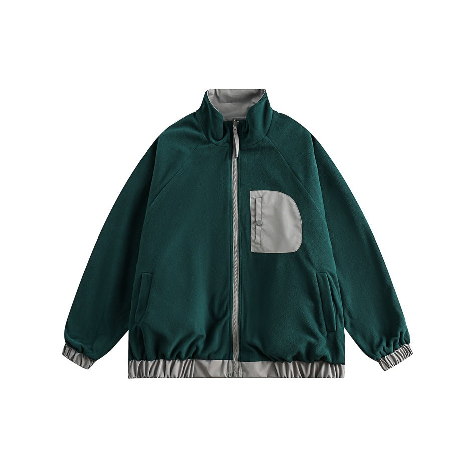 Unisex Jacket Vintage Double-Sided Men's Stand Collar Spring and Autumn Coat