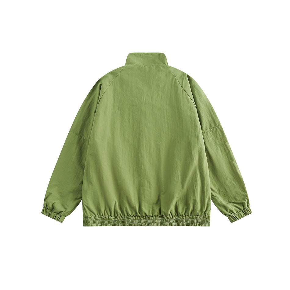 Unisex Jacket Simple Loose Retro Stand Collar Jacket Men's Coat