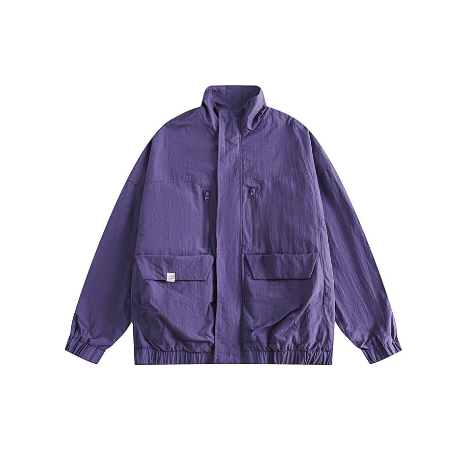 Unisex Jacket Big Pocket Jacket Stand Collar Coat