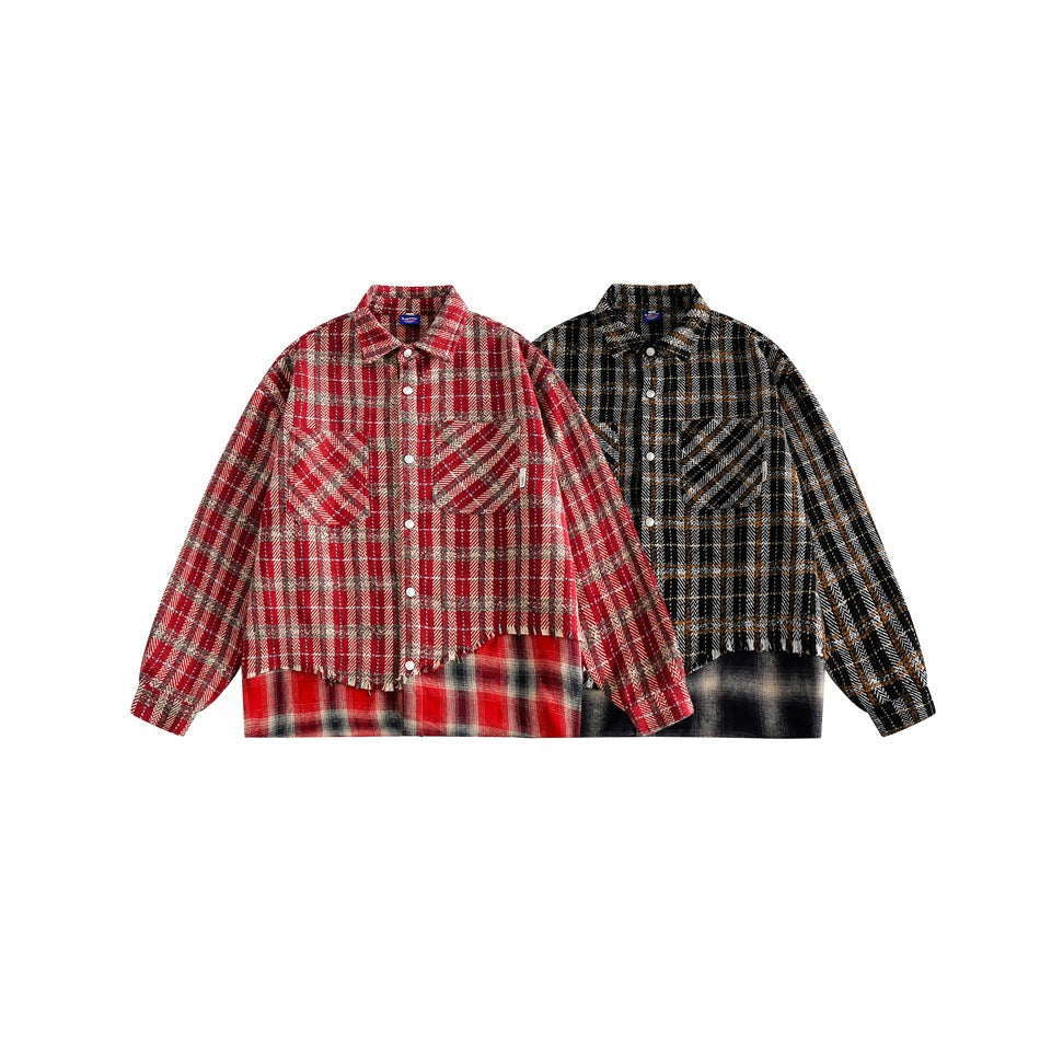 Unisex Jacket Vintage Scottish Plaid Stitching Jacket Men and Women Couple Jacket