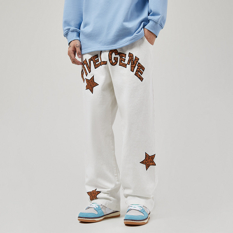 Men Jeans Retro Straight-Leg Pants