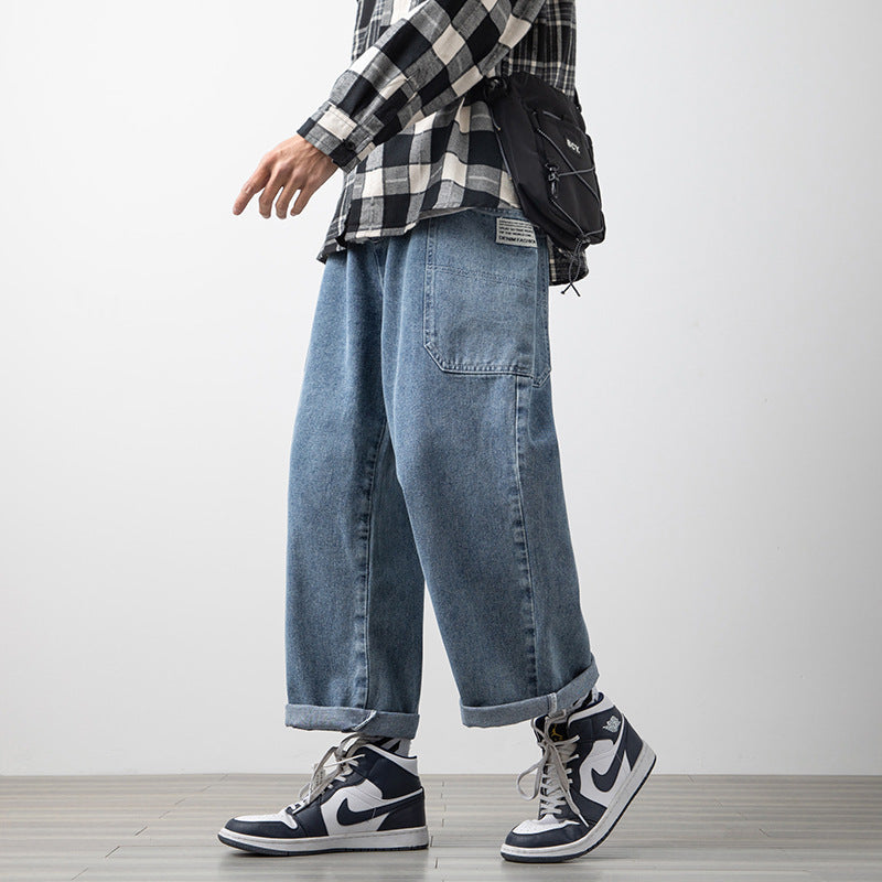 Men Jeans Straight Jeans Men's Summer plus Size Pants Loose Cargo Pants