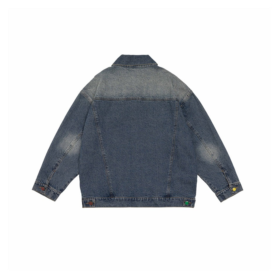 Unisex Jacket Casual Washed Denim Jacket Men and Women Couple Jacket