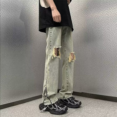 Men Jeans Ripped Straight Jeans