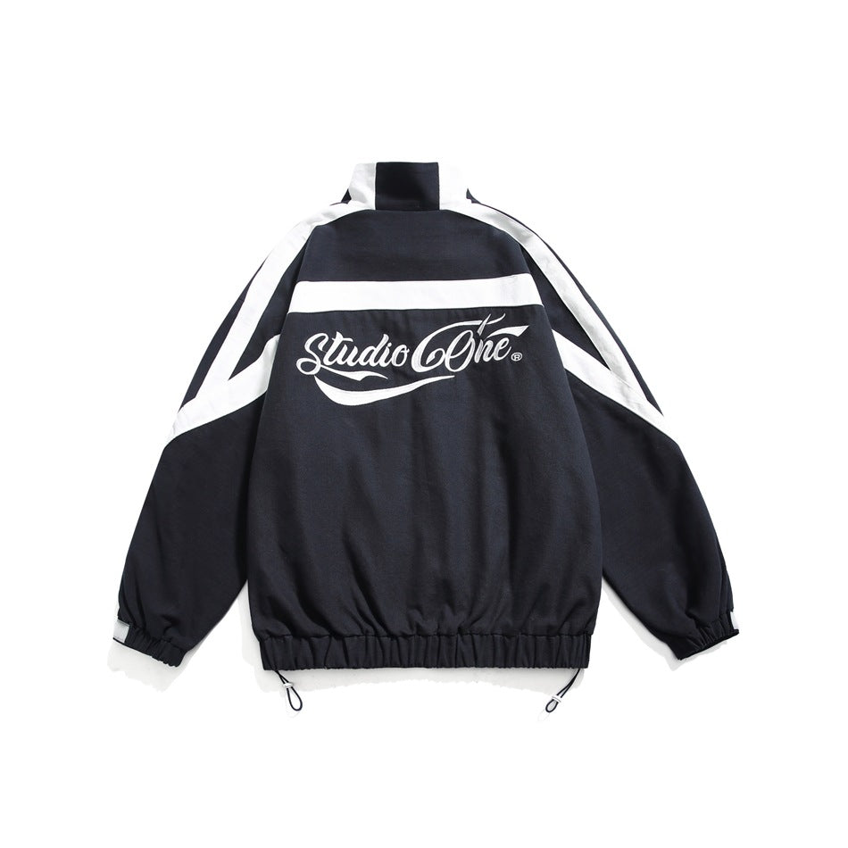 Unisex Jacket Spring and Autumn Coat Men's and Women's Loose Lapel Vintage Sports Jacket
