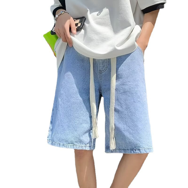 Men Jeans Shorts Loose Cropped Pants