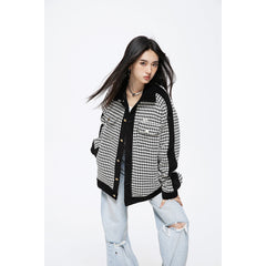 Unisex Jacket Retro Patchwork Polo Collar Jacket Loose Couple Coat