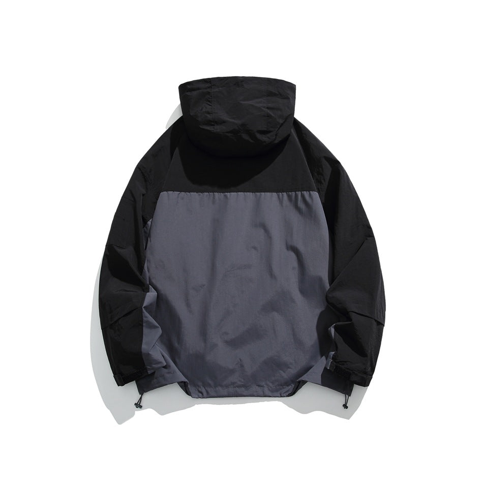Unisex Jacket Vintage Shell Jacket Loose Hooded Coat Men's and Women's Jacket