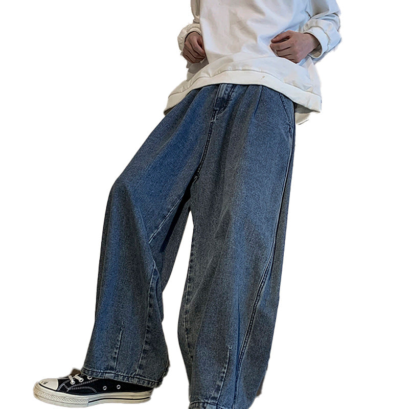Men Jeans Vintage Jeans Men's Loose Straight Wide Leg Pants