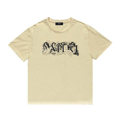 Amiri T Shirt Letter Sketch Casual round Neck Short Sleeves T-shirt