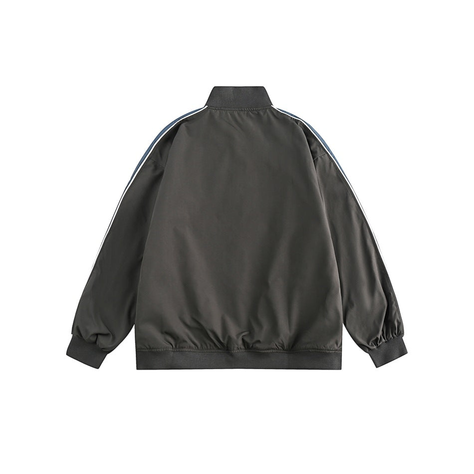 Unisex Jacket Retro Patchwork Contrast Color Loose Jacket Baseball Uniform