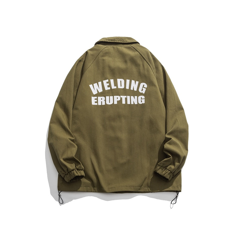 Unisex Jacket Overalls Men's and Women's Loose Lapels Coach Jacket