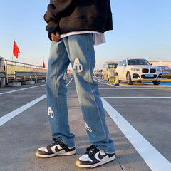 Men Jeans Retro Pants Black Jeans