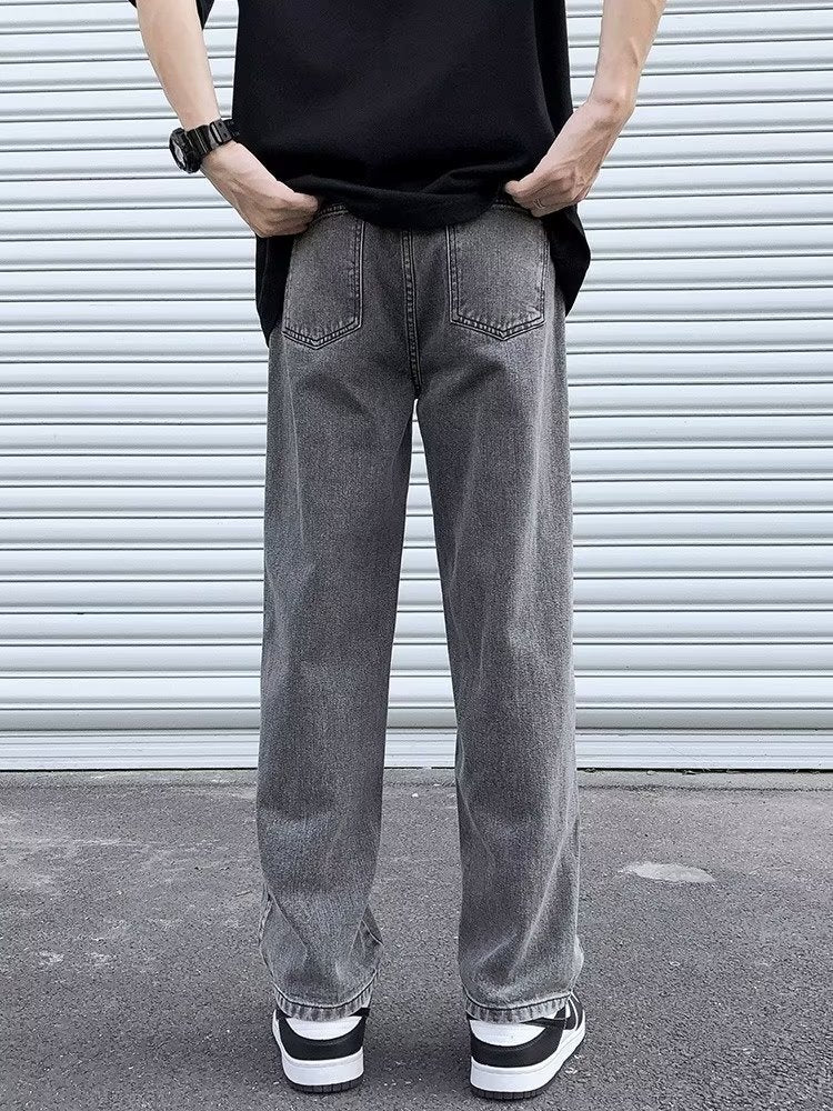 Men Jeans Smoky Gray Jeans Summer Baggy Straight Trousers