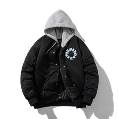 Men Vintage Jackets Stand-up Collar Embroidered Baseball Clothing Single-breasted Cotton Clothing