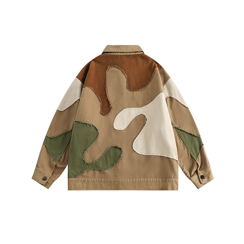 Unisex Jacket Retro Spring and Autumn Coat Loose Camouflage Jacket