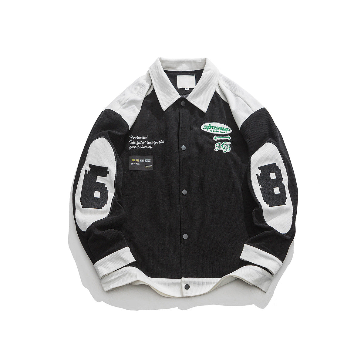 Unisex Jacket Embroidered Multi-Color Coat Loose Motorcycle Jacket