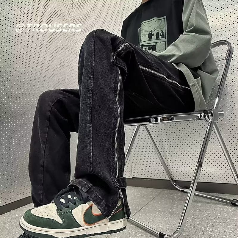 Men Jeans Slim Fit Micro-Pull Cargo Jeans Spring and Autumn Straight-Leg Pants