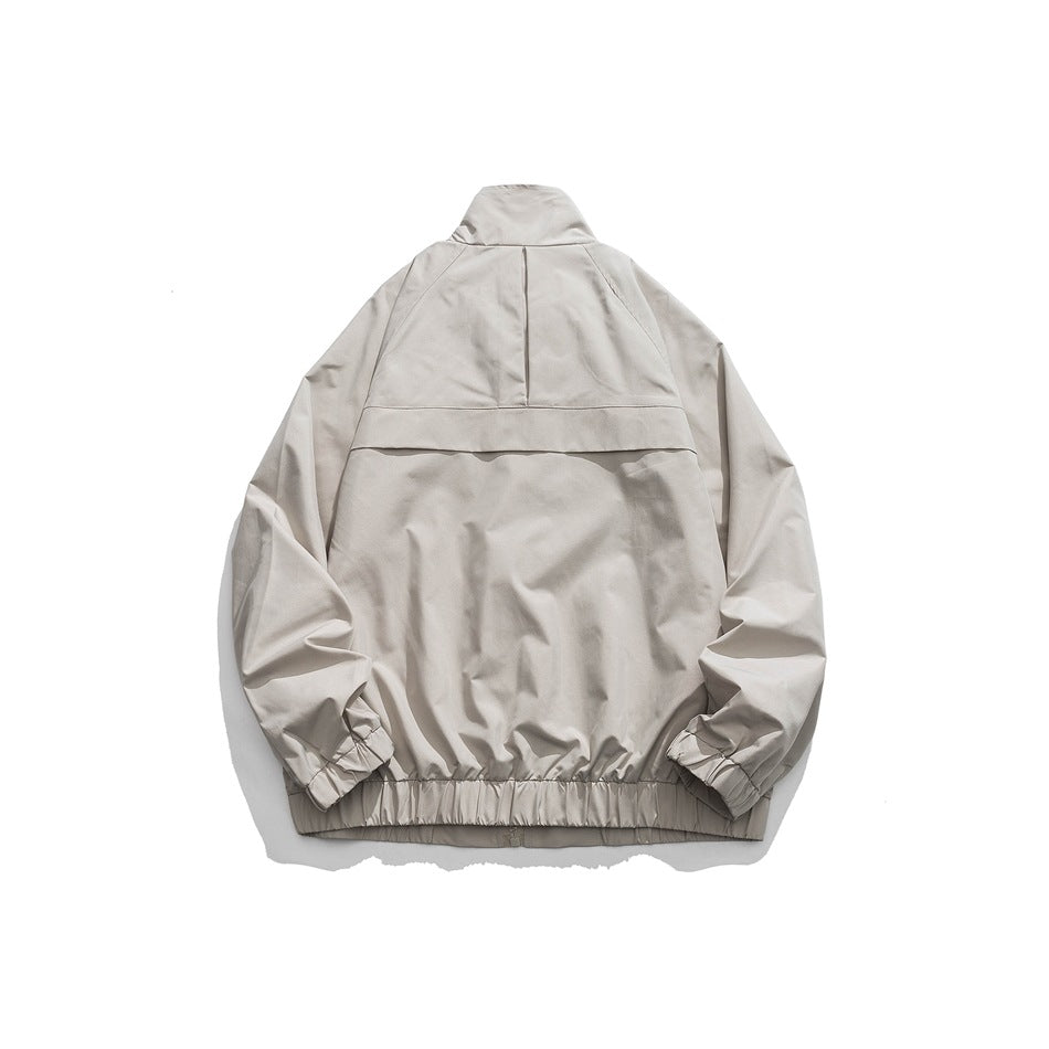 Unisex Jacket Stand Collar Workwear Jacket Loose Casual Jacket