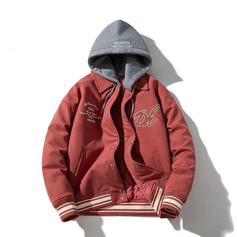 Mens Vintage Jackets Autumn and Winter PU Leather Baseball Uniform