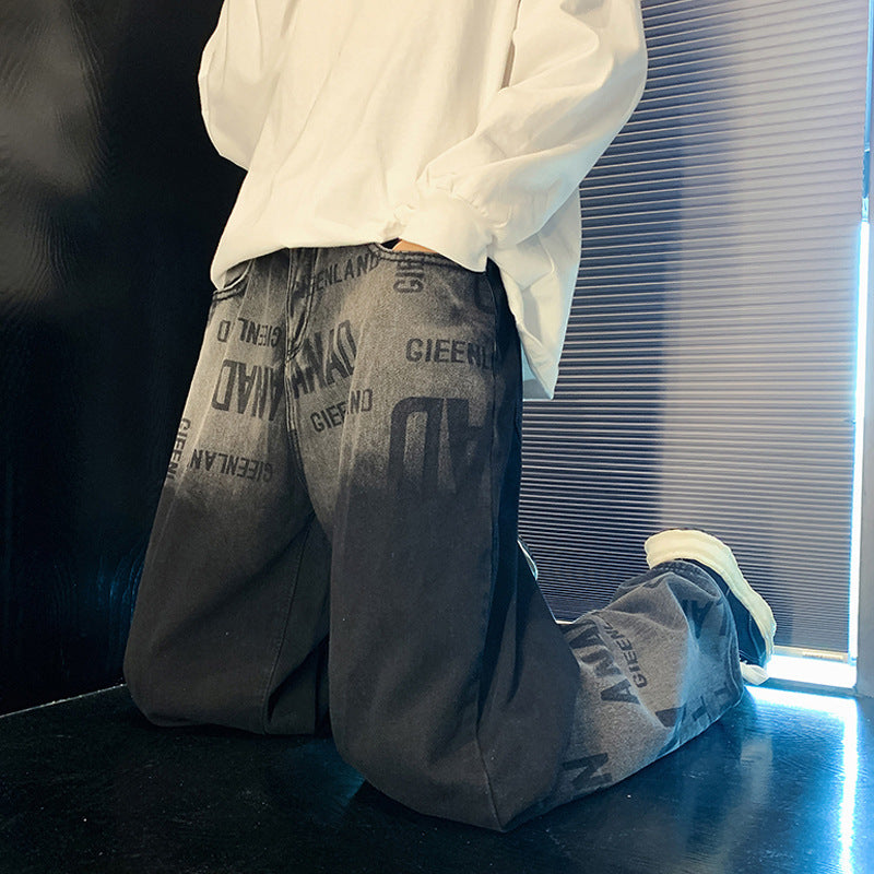 Men Jeans Vintage Jeans Vintage Baggy Straight Trousers