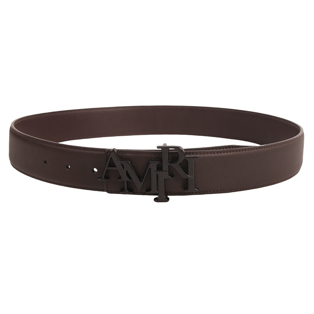 Amiri Belt Cross-border Popular Men's Belt Smooth  Neutral belt casual with jeans shipped with boxBuckle Letter Belt Youth Plaid Belt Trendy Casual Belt
