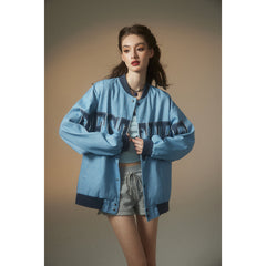 Unisex Jacket Vintage Patch Embroidery Tooling Jacket Loose Baseball Collar Coat