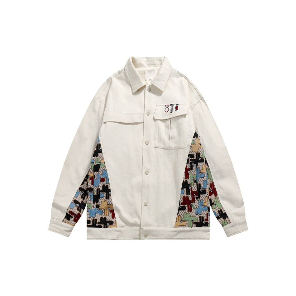 Unisex Jacket Embroidered Jacket for Men and Women Loose Lapels Fashion Brand Coat